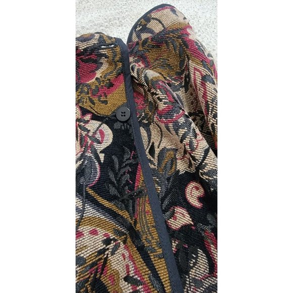 Units Womens Multicolored Reversible Tapestry Long Jacket Side Slits Medium Tall - Picture 6 of 14